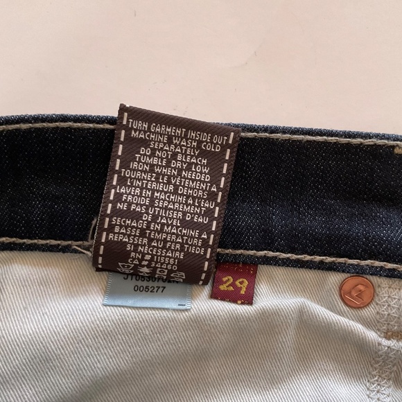 7 FOR ALL MANKIND A POCKET Bootcut Denim Jeans Womens Sz 29 Dark Wash Whiskered - Picture 9 of 12